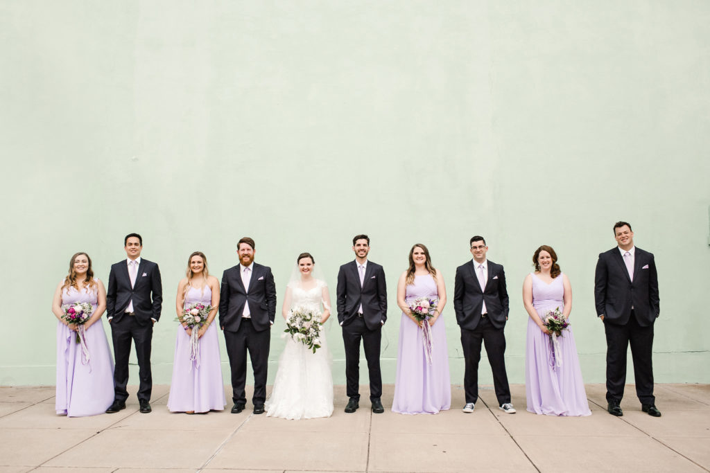 Wedding party downtown by Springfield MO Wedding Photographer Turner Creative.
